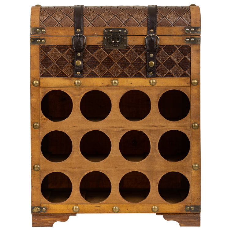 Alpen Home Brehmer 12 Bottle Floor Wine Bottle & Glass Rack in Brown